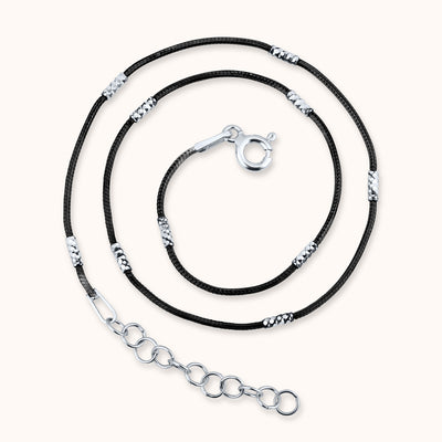 SHINING's Silver Black Enamel Anklet