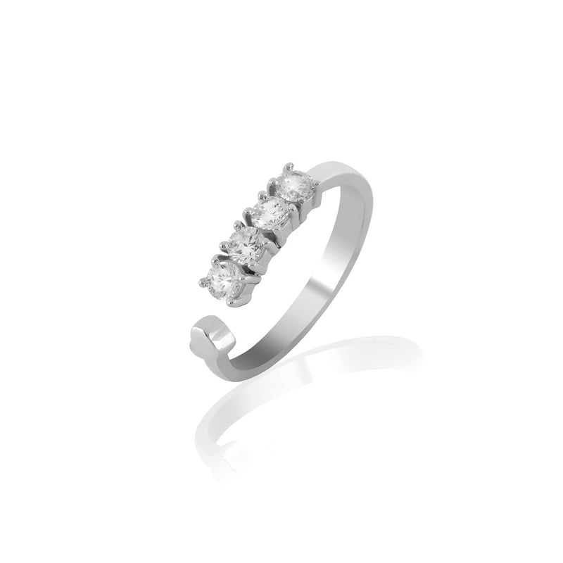 open solitares ring - Shining Silver.in