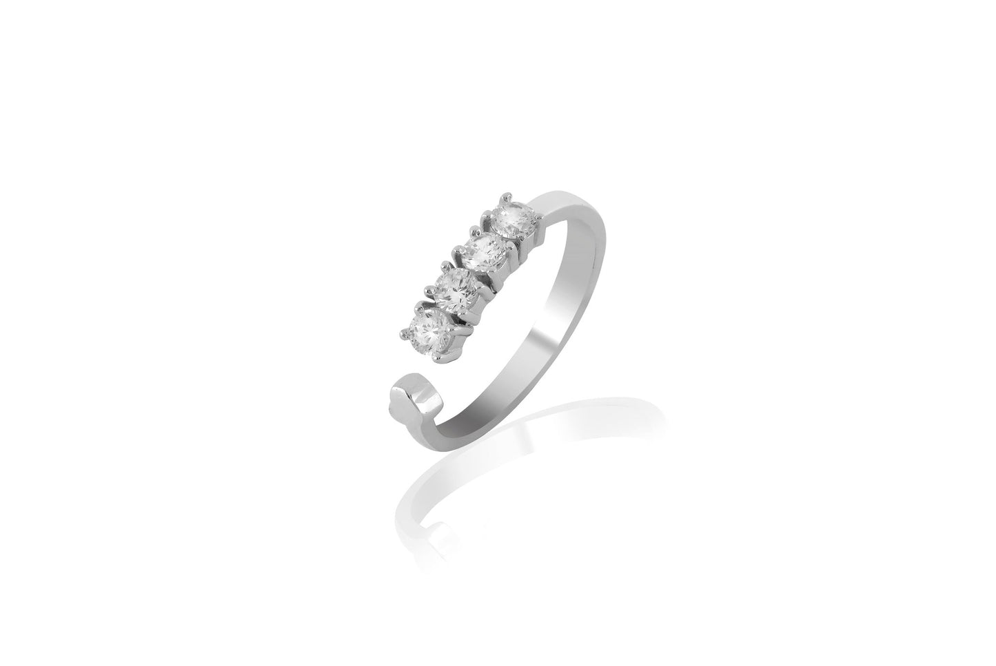 open solitares ring - Shining Silver.in