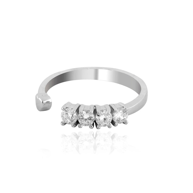 open solitares ring - Shining Silver.in