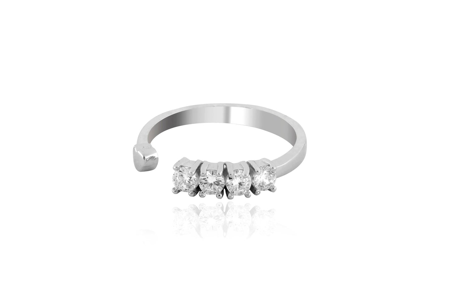 open solitares ring - Shining Silver.in