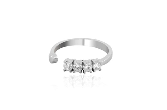 open solitares ring - Shining Silver.in