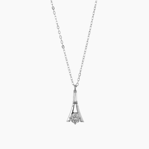 Paris Love Solitare Pandent With Link Chain - 925 Sterling Silver - Shining Silver.in