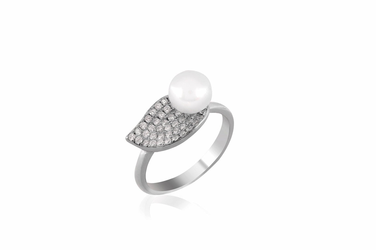 Pearl Leaf Serinity- Sterling Silver 925 Ring For Women - Shining Silver.in