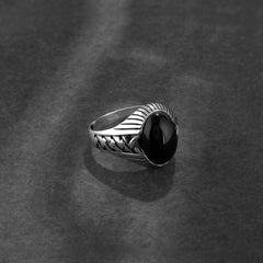 Premium 925 Sterling Silver black stone ring - Shining Silver.in