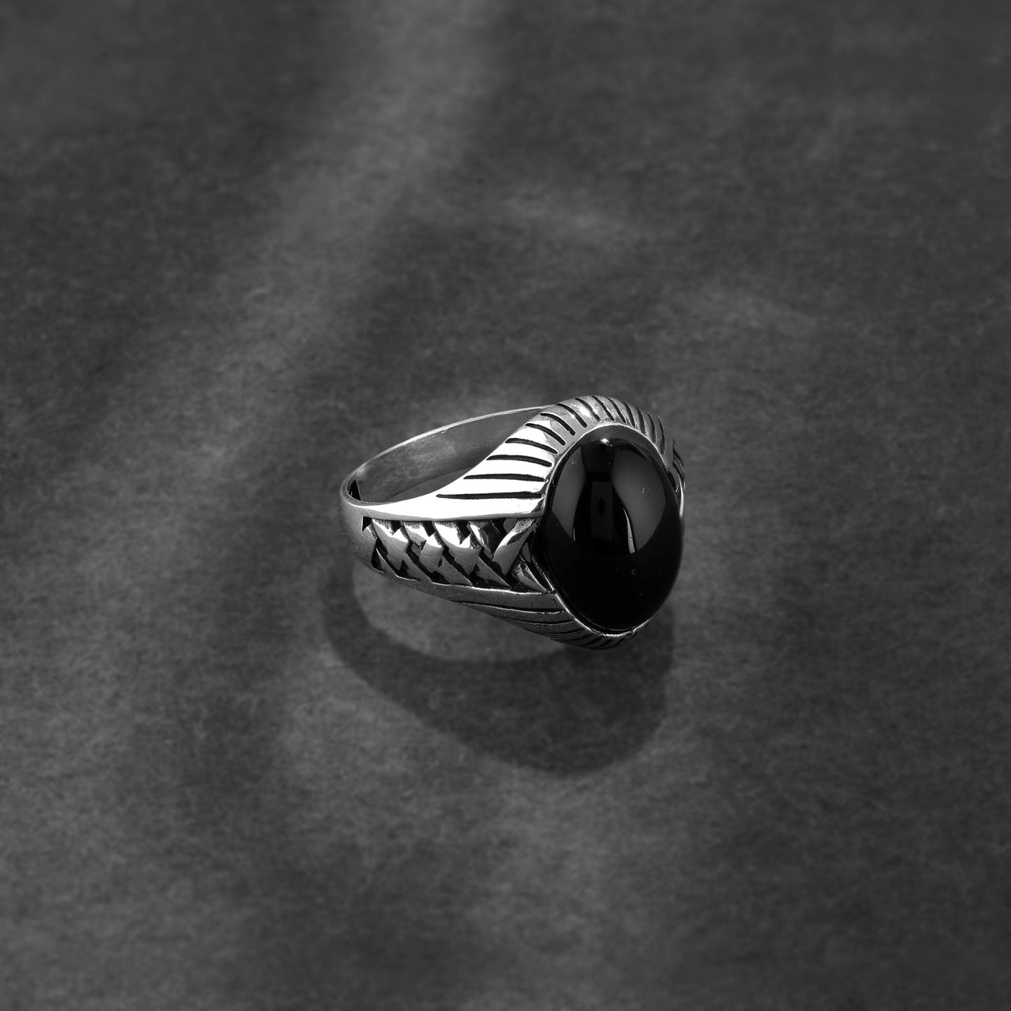 Premium 925 Sterling Silver black stone ring - Shining Silver.in