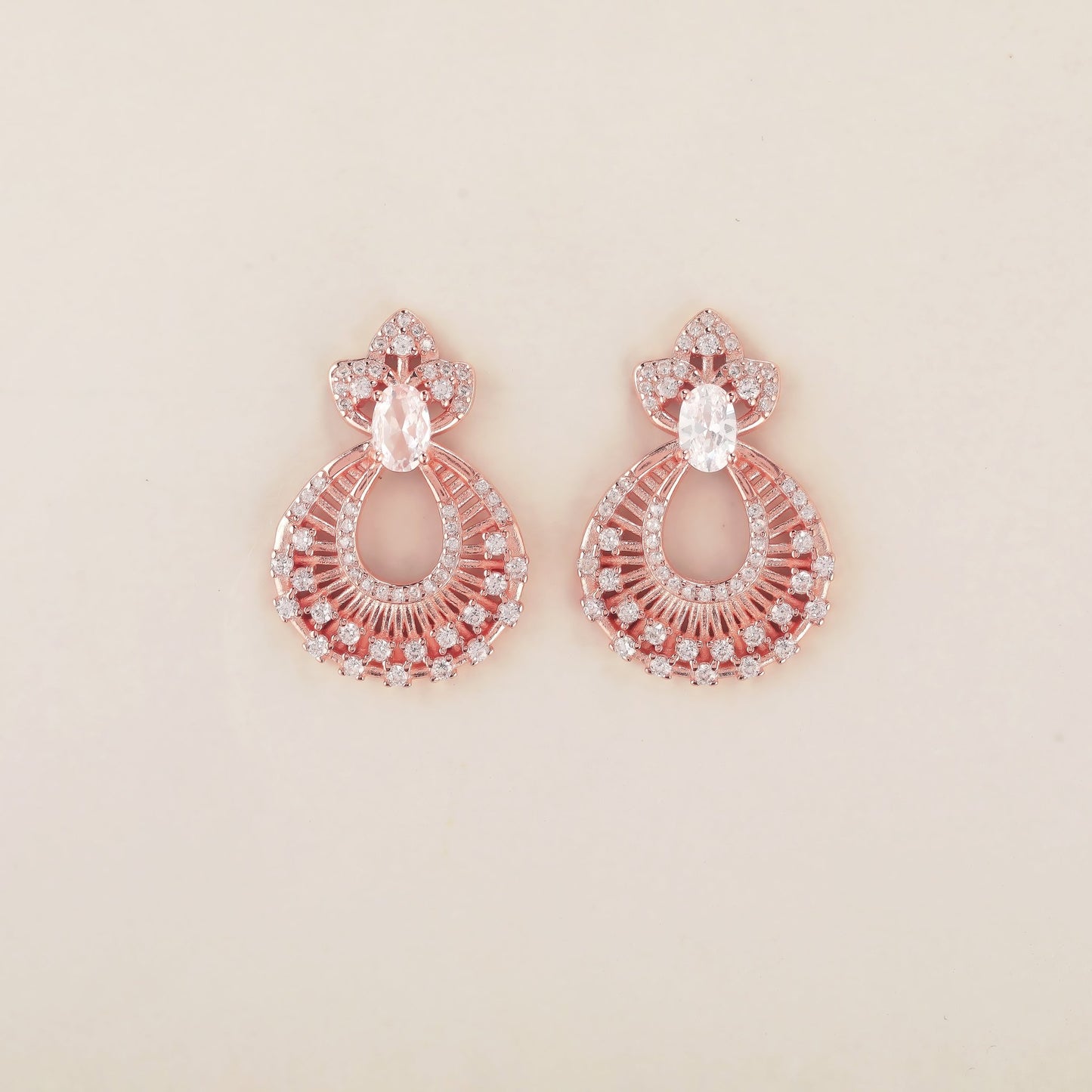 Radiant Elegance: Rose Gold Plated 925 Sterling Silver Earrings Adorned with Zirconia - Shining Silver.in