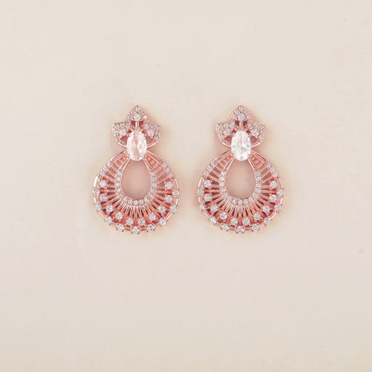 Radiant Elegance: Rose Gold Plated 925 Sterling Silver Earrings Adorned with Zirconia - Shining Silver.in