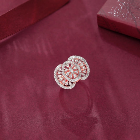 Radiant Sparkle: Rosegold CZ Diamond Ring - Shining Silver.in