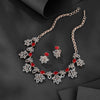Rhodium Plated Silver Necklace Set With Pink Crystals - Shining Silver.in