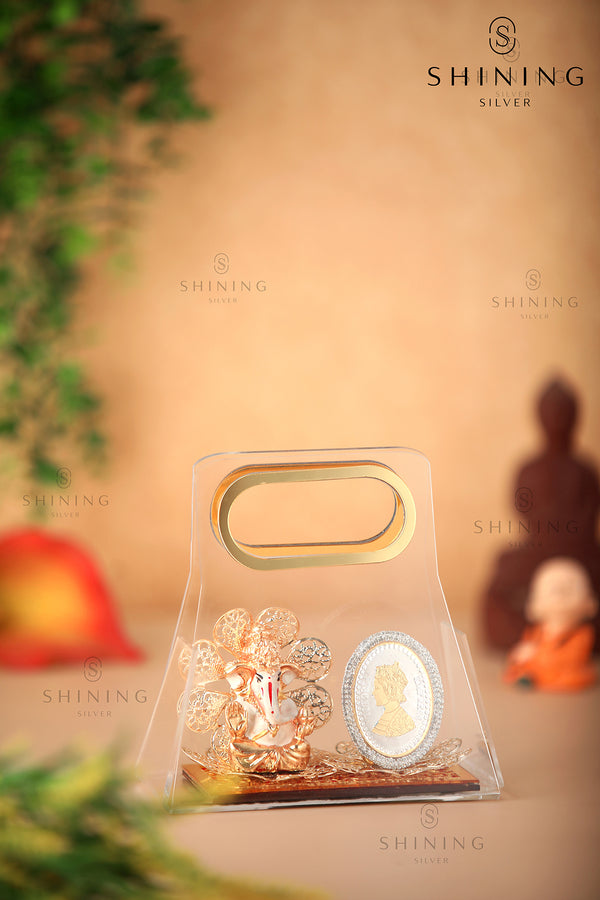 Ganesha 999 Pure Silver Acrylic Bag Gift