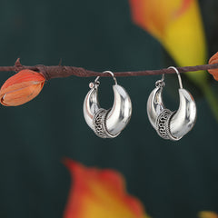 925 Silver Oxidised Hoops | Bali