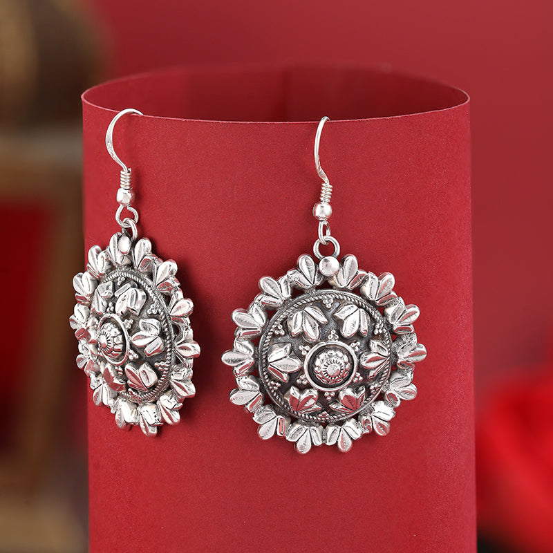 Oxidised Silver Mandla Earrings | 925 Shining Silver