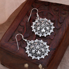 Oxidised Silver Mandla Earrings | 925 Shining Silver