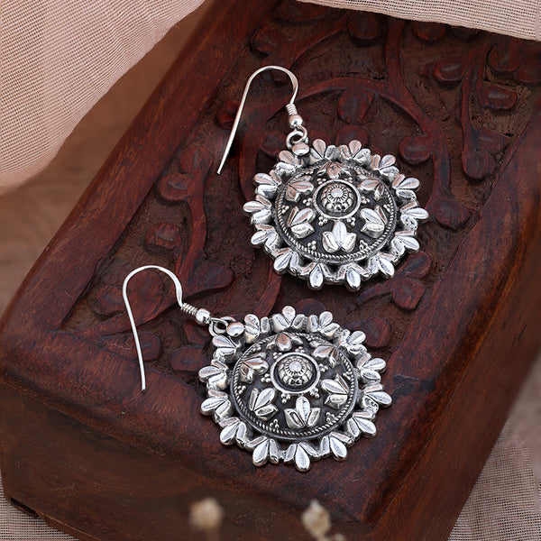 Oxidised Silver Mandla Earrings | 925 Shining Silver