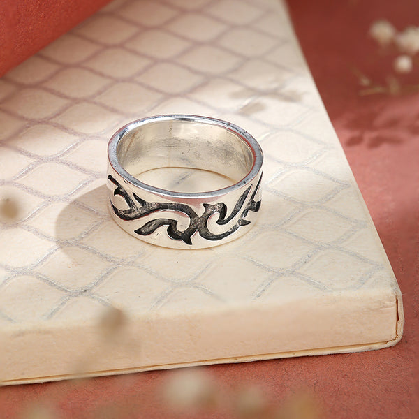Tribal Flame Silver Band – 925 Silver