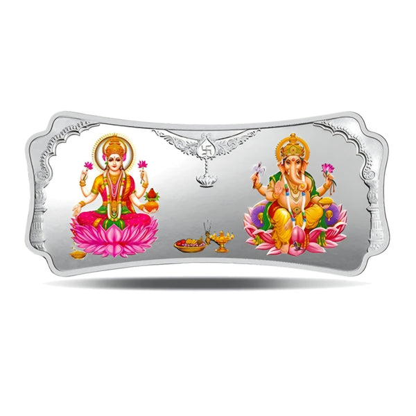 50 gm Silver Bar 999.9 Colour Laxmi-Ganesha Capsule