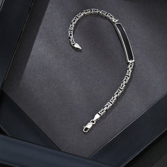 Black Enamel Men’s Bracelet | 925 Sterling Silver