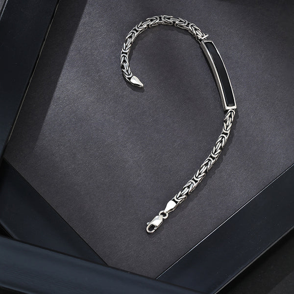 Black Enamel Men’s Bracelet | 925 Sterling Silver
