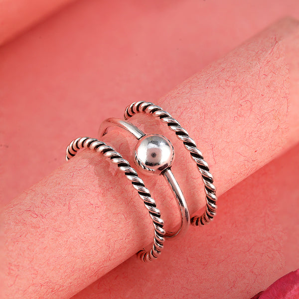 Twisted Orbit Silver Ring