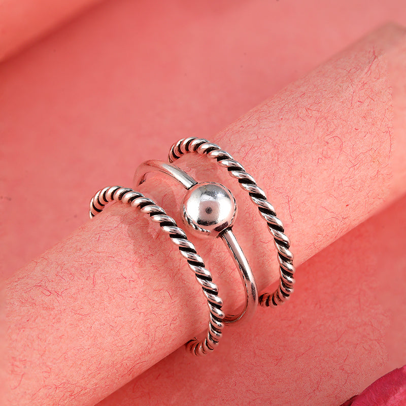 Twisted Orbit Silver Ring