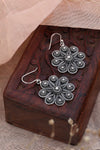 SHINING’s Antique Floral Silver Drops- 925 Oxidised Earrings