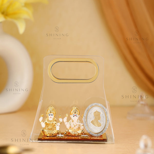 Ganesha Laxmi 999 Pure Silver Acrylic Bag Gift