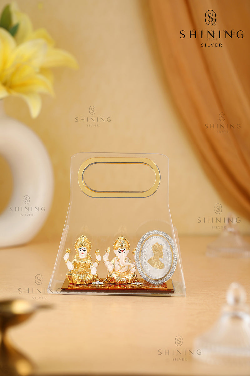 SHINING’s Ganesha Laxmi 999 Pure Silver Acrylic Bag Gift