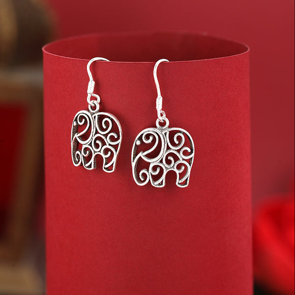 Silver Oxidised Earrings Elephant Mandla Design | 925 Shining Silver