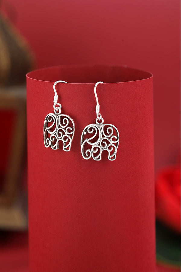 Silver Oxidised Earrings Elephant Mandla Design | 925 Shining Silver
