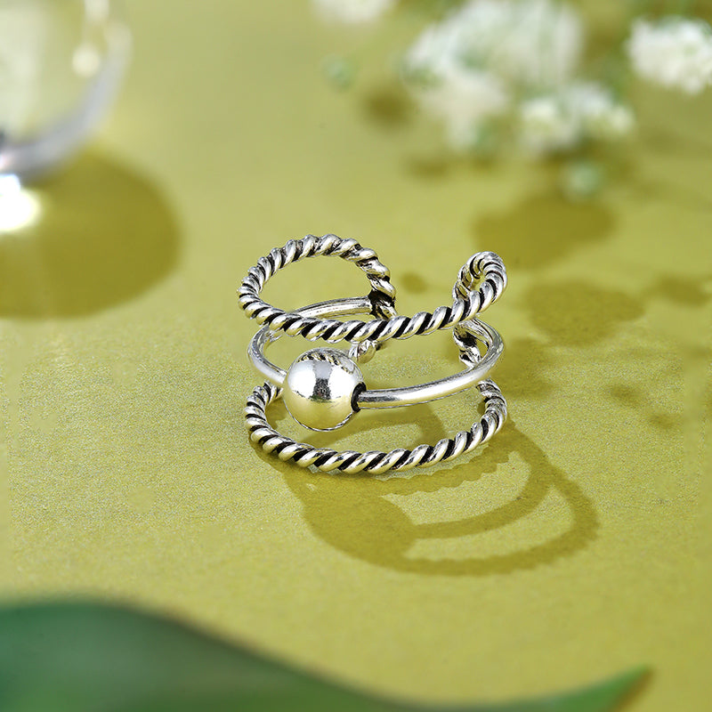 Twisted Orbit Silver Ring