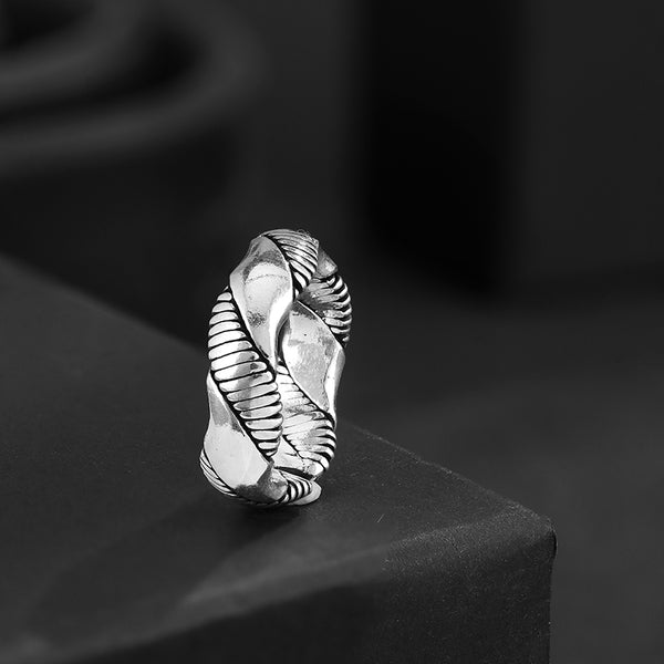 SHINING’s Carved Helix Silver Ring – 925 Silver