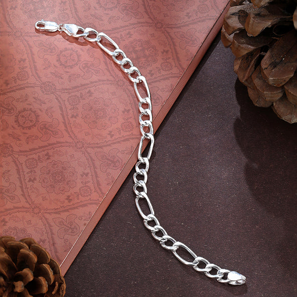 Figaro Men’s Hollow Bracelet | 925 Pure Silver