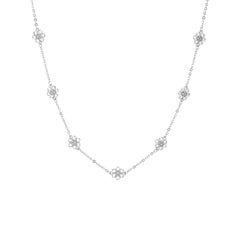 Flower Chain Necklace- 925 Sterling Silver