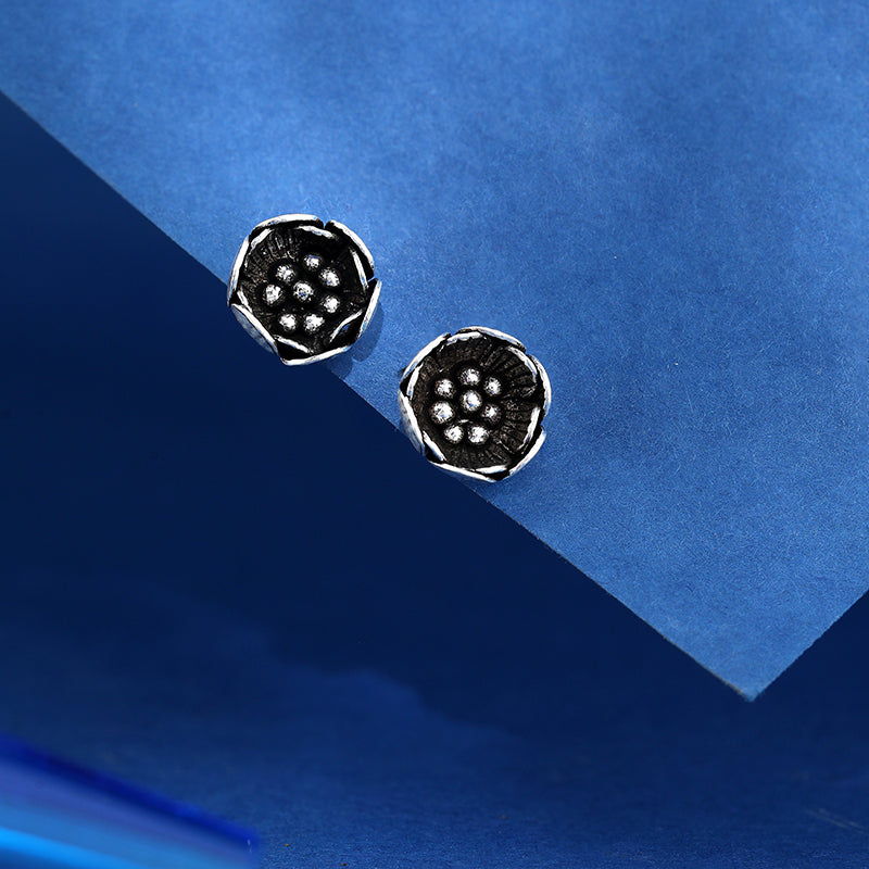 Oxidised Flower Earrings | 925 Shining Silver