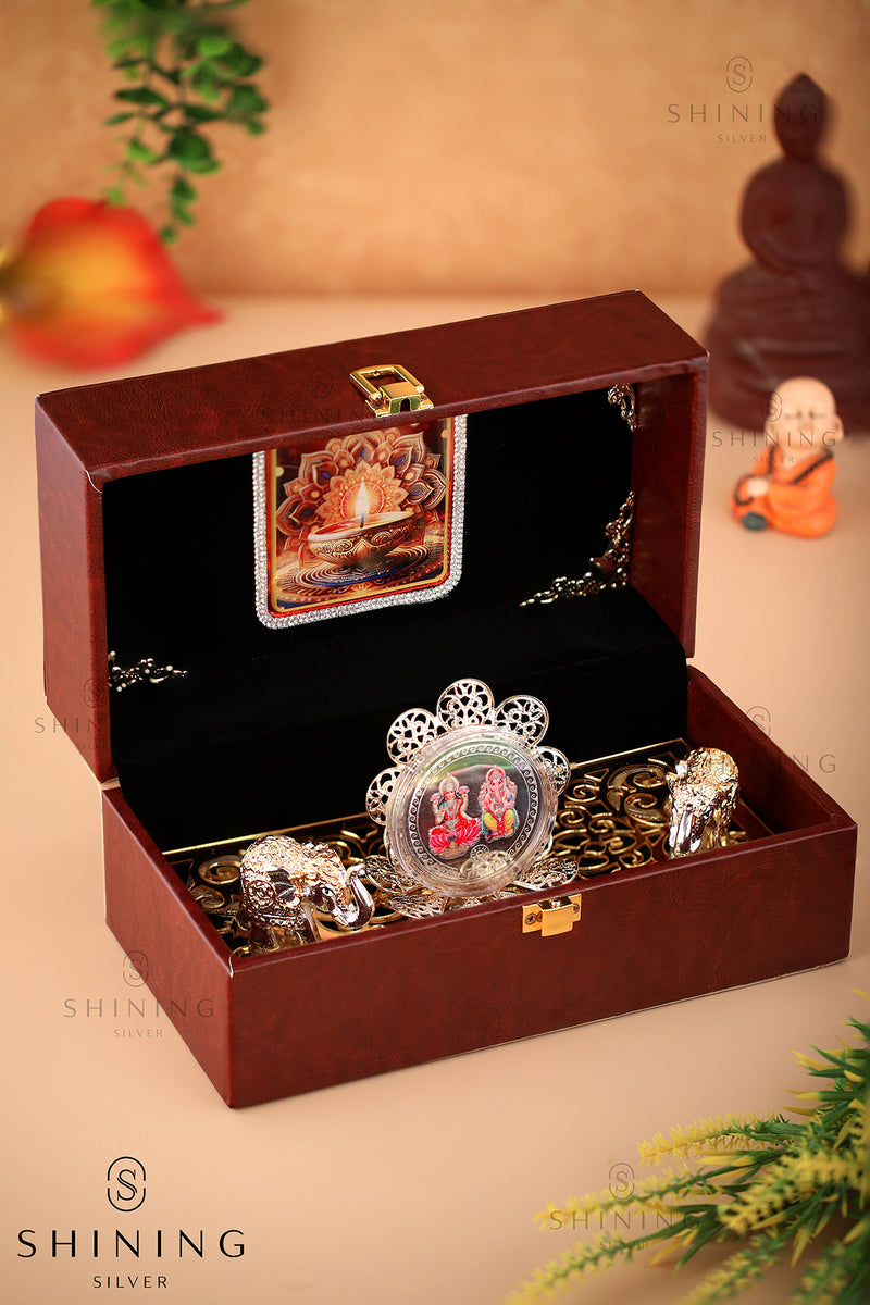 SHINING’s Laxmi Ganesh 999 Pure Silver Coin Gift Box