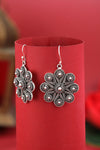 SHINING’s Antique Floral Silver Drops- 925 Oxidised Earrings