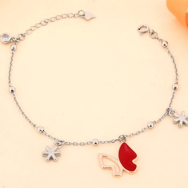 Rosegold Blooming Butterfly Charm Bracelet - Shining Silver.in