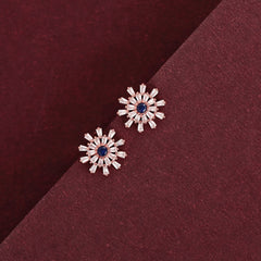 Rosegold Blue Studs - Shining Silver.in