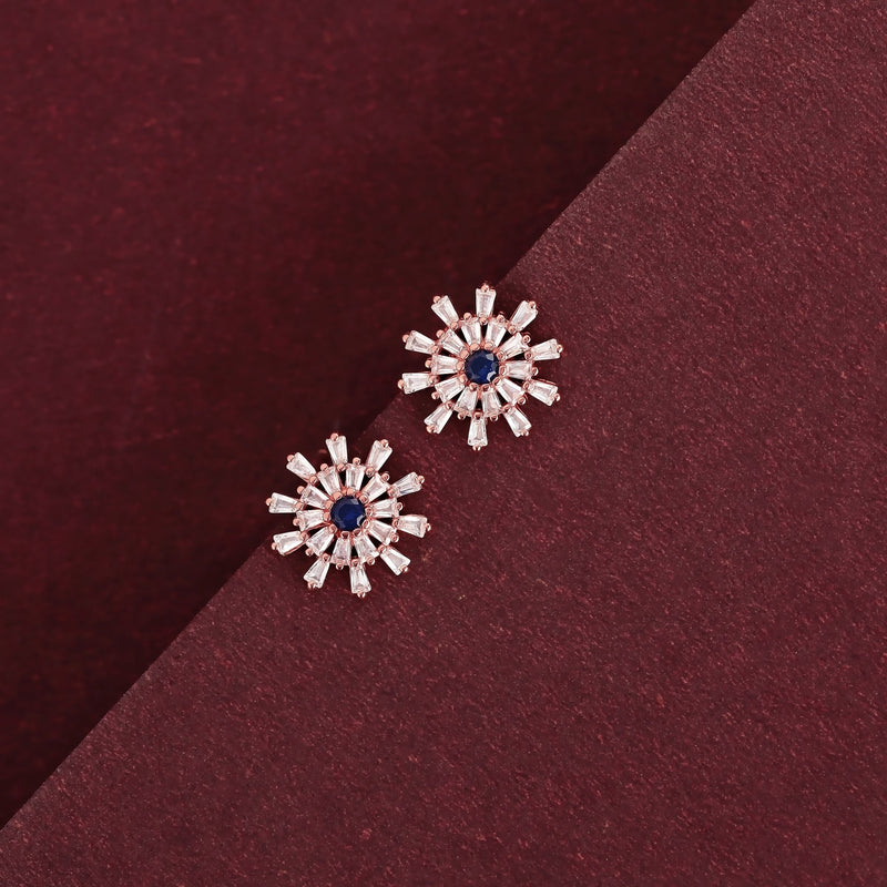 Rosegold Blue Studs - Shining Silver.in