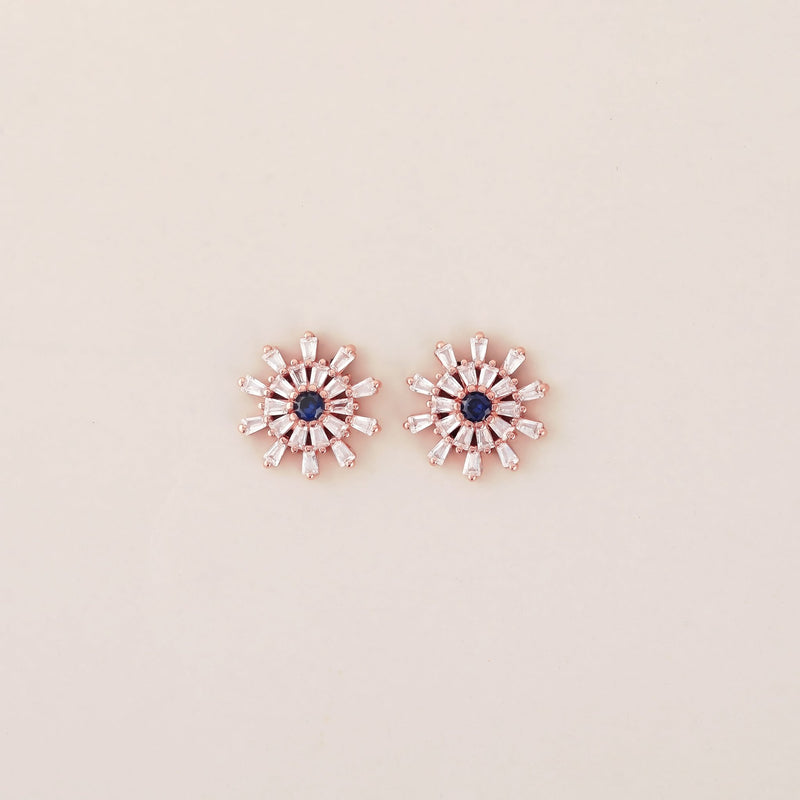 Rosegold Blue Studs - Shining Silver.in