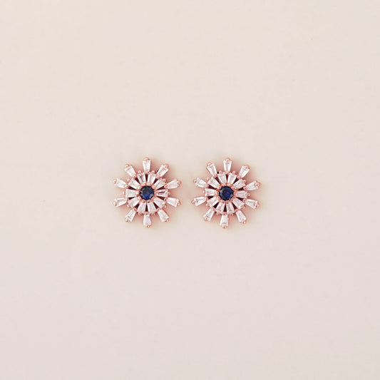 Rosegold Blue Studs - Shining Silver.in