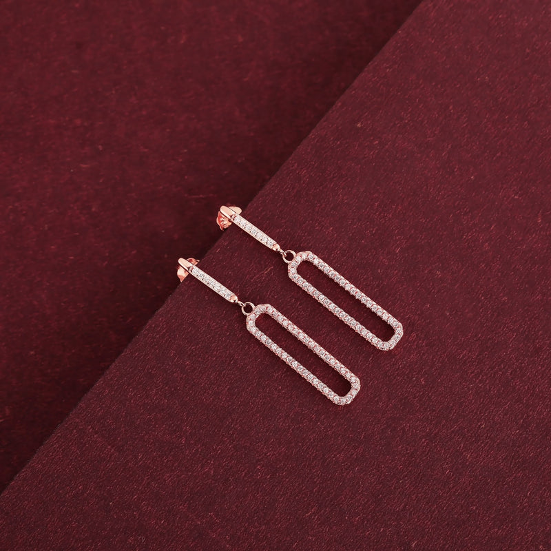 Rosegold Cz Dangling Earrings - Shining Silver.in