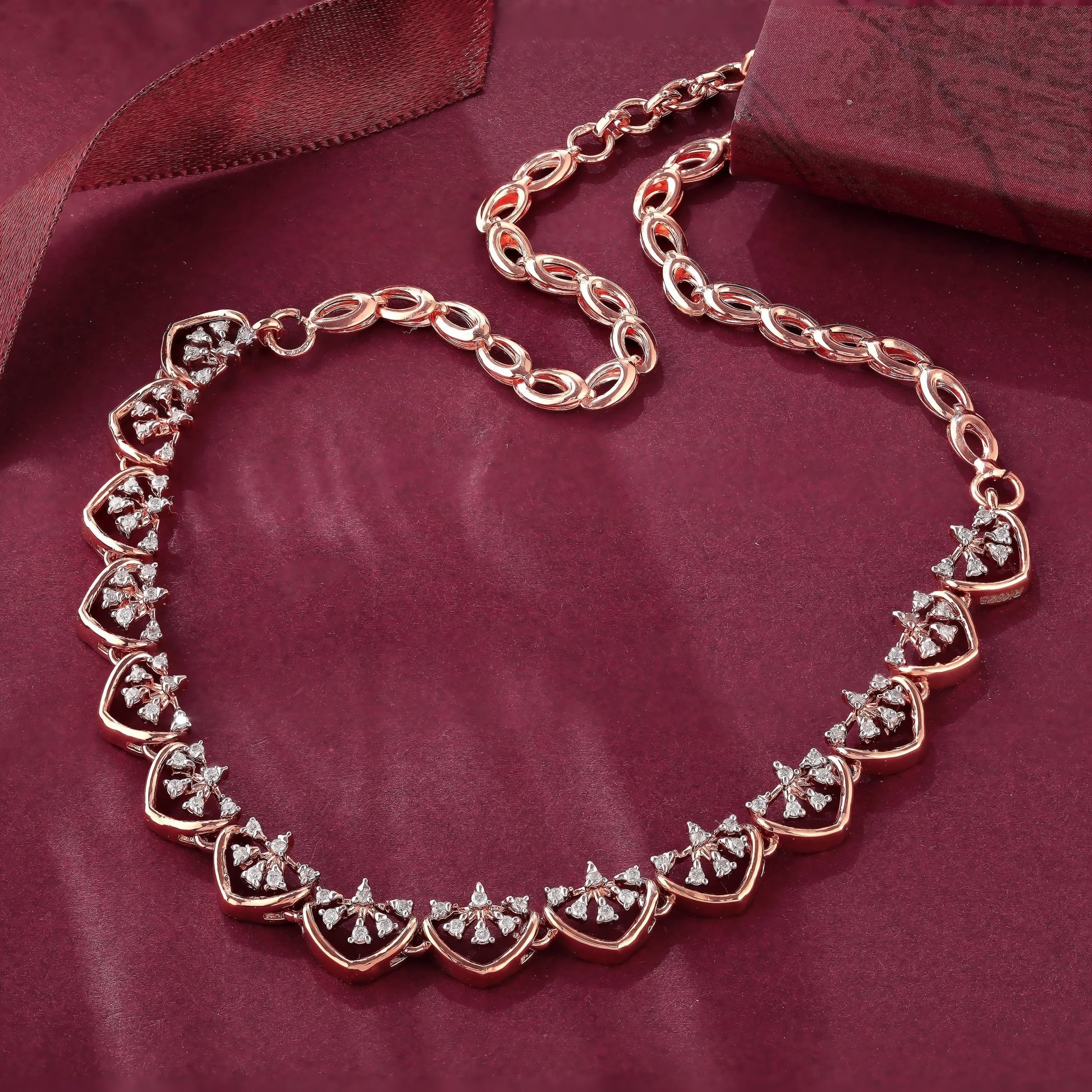 Rosegold Radiance: 925 Sterling Silver Necklace - Shining Silver.in