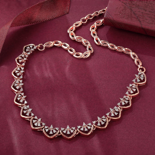 Rosegold Radiance: 925 Sterling Silver Necklace - Shining Silver.in