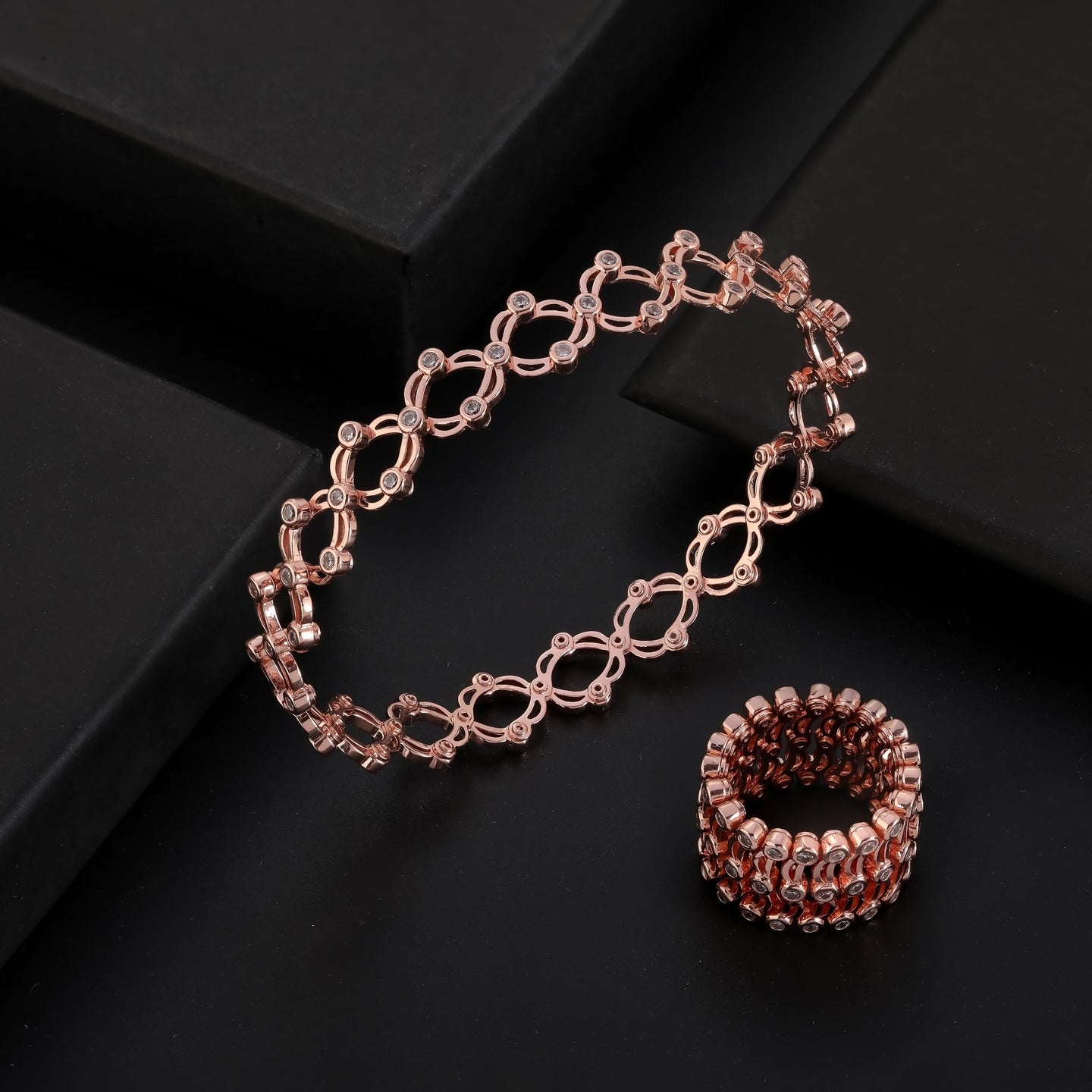 Rosegold Ring Bracelet - Made With 925 Sterling Silver - Shining Silver.in