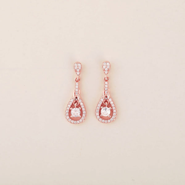 Rosegold Solitare Dangles 925 Sterling Silver - Shining Silver.in