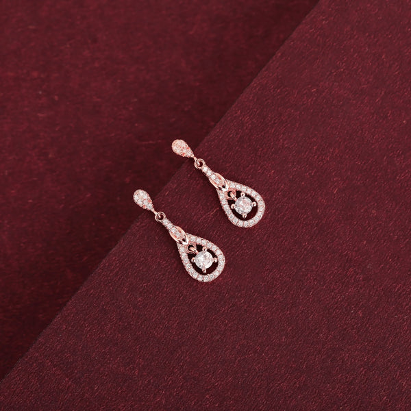 Rosegold Solitare Dangles 925 Sterling Silver - Shining Silver.in