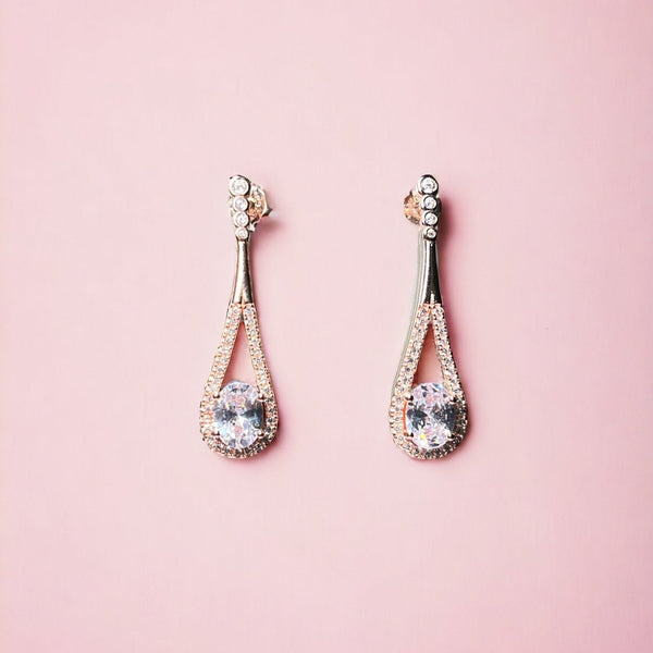 Rosegold Solitare Earrings - Shining Silver.in