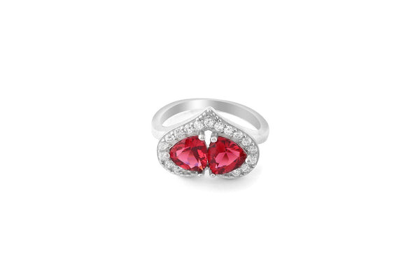 Rubies In A Heart Ring - Shining Silver.in